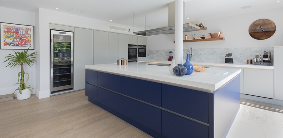 Farrow & Ball Colbalt Blue bespoke kitchen