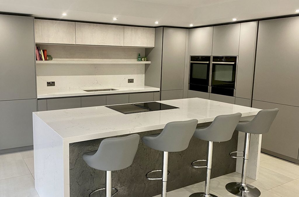 Pearl grey and Opal Concrete German Kitchen