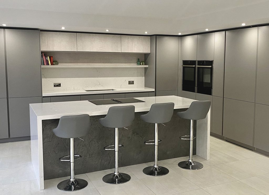 Pearl grey and Opal Concrete German Kitchen